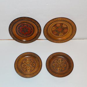 Traditional Polish Folk Art Decorative Wood Plates.